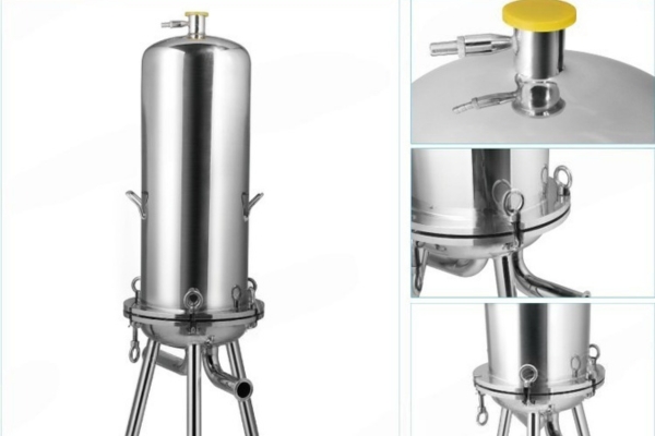 Housing lọc chất lỏng có thiết kế vỏ bình kim loại, đảm bảo vệ sinh an toàn thực phẩm