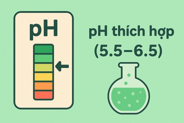 Độ pH khoảng 5.5 - 6.5 là điều kiện thích hợp để lên men Acid Lactic